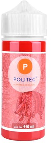 Politec - Pintura Acrílica de Calidad Profesional, Impermeable, Resistente a la Luz, para Lienzos, Tela, Madera, Cristal, Piedras, Pintura textil, Pintura para Lienzo. (Carmín #319)
