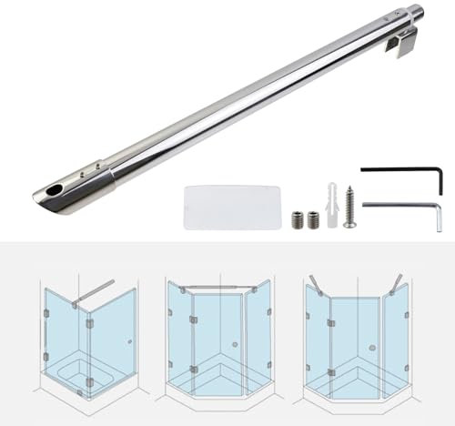 Tsnamay 15.74 to 23.62 Shower Door Glass Support Bar,201 Stainless Steel Wall-to-Glass Support Arm for Fixed Frameless Shower 8-12mm Glass Panel,Silver