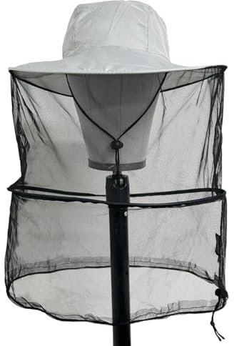 FUIPVGI Chapeau d'apiculteur,Casquette de Moustiquaire Gris,Chapeau de Soleil avec Filet, Séchage Rapide Large Bord Protection Solaire,Chapeau de Safari pour Homme Femme Jardinage Randonnée(Gris)