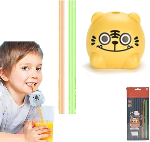 A Straw That Makes Surprising Sounds with 9 Sound Effects,Cute Animal-shaped Musical Straws, Reusable Animal-Themed Party Supplies Straws,Special Vocal Talking Singing Straws for Kids