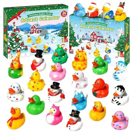 Gummienten Adventskalender, 2024 Weihnachts Countdown Kalender 24 Gitter Ente Weihnachtenskalender Mit Bunte Gummiente WeihnachtsAdventskalender Weihnachts Spielzeug Für Kinder