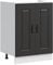 vidaXL Meuble Bas pour évier Kalmar Noir 60x46x81,5 cm Bois ingénierie, Meuble Bas de Cuisine, Meuble Bas de Cuisine avec Porte