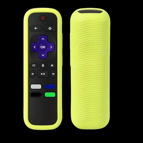 Custodia universale in silicone per telecomando Roku TV, Roku Express/Streaming Stick/Premiere, custodia universale in silicone per telecomando vocale Roku con cordino, giallo brillante