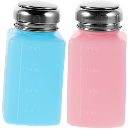 iplusmile 2pcs Anti Static Push-Type Alcohol Bottle 200ml Refillable Solvent Pump Dispenser Effortless Press Down Mechanism