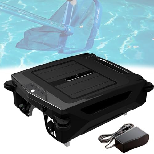 Automatic Cordless Robot Solar Powered Pool Skimmer Cleaner for All Swimming Pool Sur-face, Dual Charging Options, 2 Speed Modes, Smart Obstacle Avoidance