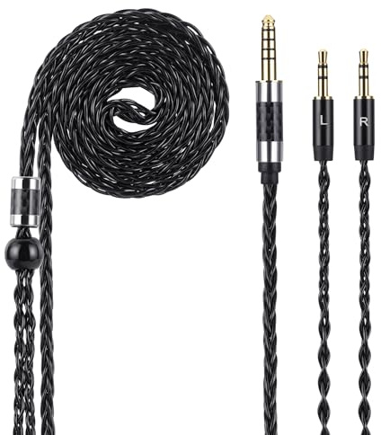 4,4 mm symmetrisches auf duales 3,5-mm-Ersatzkabel, 8-adriges OCC-Kabel mit versilbertem OCC, kompatibel mit Sundara-, Arya-, Ananda-Kopfhörern und für WM1A, NW-WM1Z, PHA-2A, HiFi-Upgrade (1,3 m)