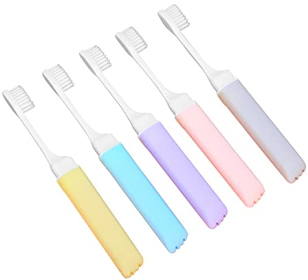 Gogogmee 5Stücke Klappbare Zahnbürste Teiliges Praktische Reise Zahnbürsten für Täglichen Gebrauch Ergonomisches Design Leicht und Tragbar für Zuhause und Unterwegs Zufällige