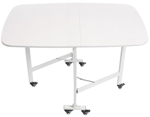 HarBin-Star - Klappbarer Esstisch, Klapptisch mit Universalräder, Rundes Kanten Design, Klappbarer Multifunktionstisch,für Esszimmer Küche Gärten, Balkone, 120 x 80 x 75cm (Weiß)