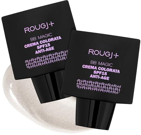 Rougj BB Magic SPF15 2er Set BB Cream Getönte Tagescreme Anti-Age mit Algenextrakt, Hyaluronsäure, Lichtschutzfaktor SPF15, Illuminierend, Für Reife Haut – Made in Italy