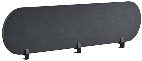 Beliani Schreibtisch Trennwand Akustik dunkelgrau 180 x 40 cm Befestigungsklammern Sparky