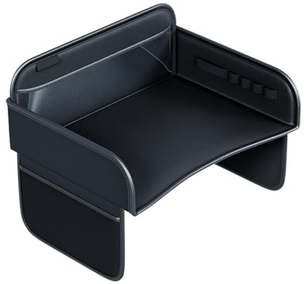 Kinder Reisetablett unterwegs Auto Flugzeug Kinder Schoßtisch Schreibtisch | PU-Leder Reisetablett für Babyschale Laptop-Ständer Becher Tablet-Halter Roadtrip Flugzeug Bett