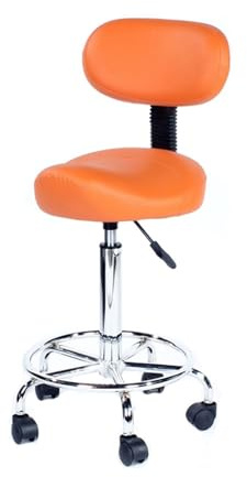 FXLUHAY Sattelhocker, Rollstuhl mit Rückenlehne, Einstellbarer Höhe und Tragkraft 330lbs for Bürogeschäft(Orange)