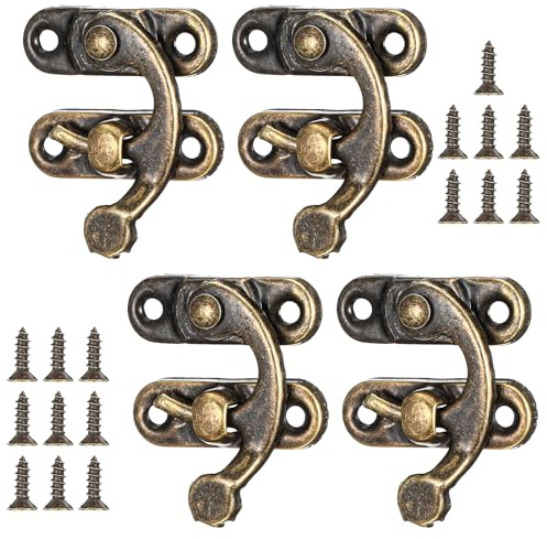 4 Stück Antike Vorhängeschloss Spannverschluss, Vintage Schnell Verschluss Rechte Riegelhaken Haspe Riegel Bronze Schwingenriegel Mit Schrauben Für Möbel Holzkisten Schmuck Kästchen