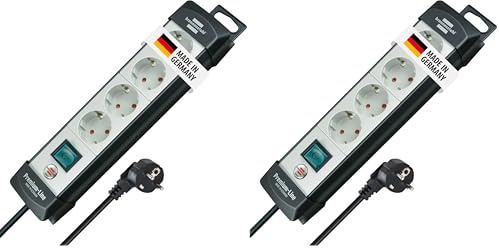 Brennenstuhl Premium-Line Steckdosenleiste 4-Fach (Mehrfachsteckdose mit Schalter und 1,8m Kabel - 45° Anordnung der Steckdosen, Steckdosenleiste Wandmontage, Made in Germany) schwarz/grau