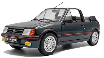 Solido Peugeot 205 CTI Roland-Garros Cabrio – Diecast Modellauto, metallicgrün, Lochfelgen, französischer Youngtimer, limitiertes Sammlermodell, 1:18