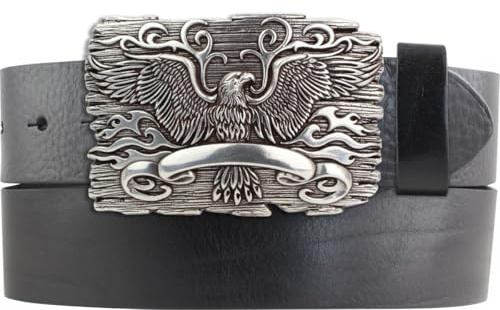 BELTINGER Gürtel aus Vollrindleder mit Eagle-Schließe 40mm | Ledergürtel mit Adler-Buckle für Herren Herren 4,0cm | Leder-Gürtel