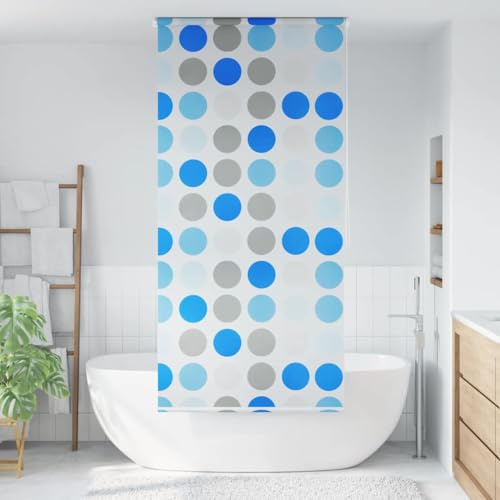 Generico Tenda a Rullo per Doccia 100x240 cm con Motivo a Cerchi,Tende da Doccia