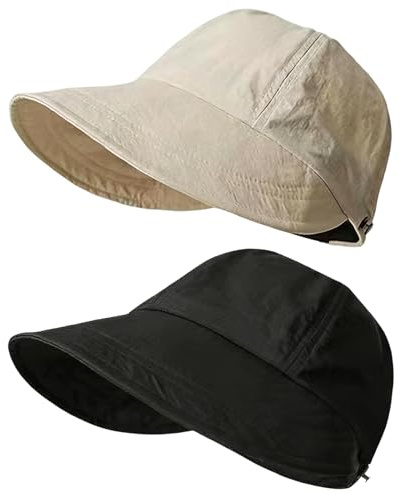 JSTHHTT 2PCS Sonnenhut Damen, Sonnenhut, Sonnenschutz Kopf Damen, Faltbarer, Sommerhut Damen Sommerhut Auch Outdoor Hut, 55-60CM, Visor Cap Outdoor für Golf Reisen Wandern