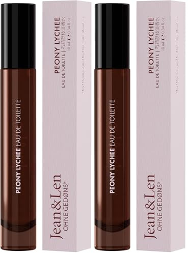 Jean & Len Eau de Toilette Peony & Lychee, Eau de Toilette mit Pfingstrose & Litschi Duft, praktisches mini parfum, ideal für unterwegs, hochwertiger Glas Flacon, 10 ml (Packung mit 2)