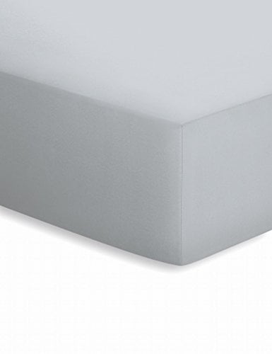 schlafgut Mako-Jersey Basic Spannbetttuch, Baumwolle, Silber, 200 x 100 cm