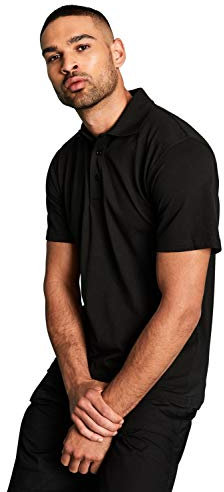Active Men's Plain Polo Shirt Short Sleeved Work Casual Sports Leisure Clothing - Black - XX-Large