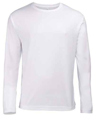 Just Cool Mens Long Sleeve Cool Sports Performance Plain T-Shirt (L) (Arctic White)