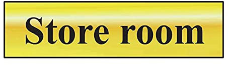Store Room Sign - Self-Adhesive PVC - Polished Gold Effect - 200mm x 50mm