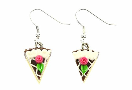 Miniblings Tortenstück Ohrringe Kuchen Torte Kuchenstück Schokolade braun - Handmade Modeschmuck I Ohrhänger Ohrschmuck versilbert