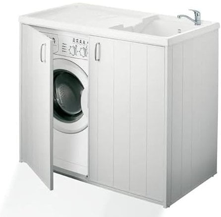 Bagno Italia Base copri lavatrice per esterno mobile coprilavatrice 109x60x92 cm bianco con lavatoio reversibile
