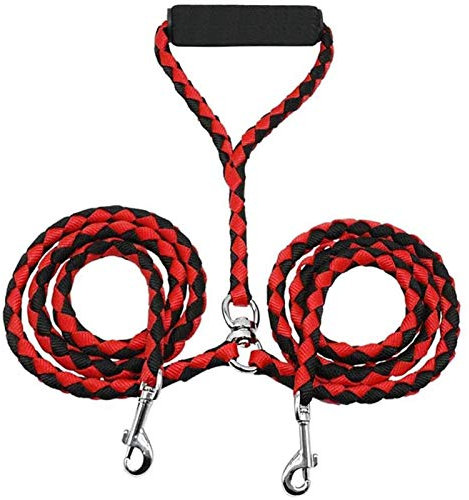 ADOGO® Dog Lead Splitter,No-Tangle Double Dog Leash for Walking and Traning 2 Dogs (Red & Black)