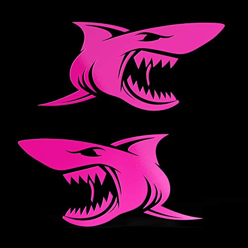 ERREINGE Sticker x2 SQUALO ROSA FLUO Adesivo prespaziato in PVC per Decalcomania Parete Murale Auto Moto Casco Camper Laptop - cm 12