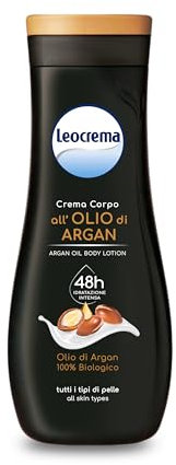 Leocrema - Crema Corpo All'Olio di Argan, Texture Ricca e Vellutante ad Assorbimento Rapido, Idratazione per 48 ore, 400ml