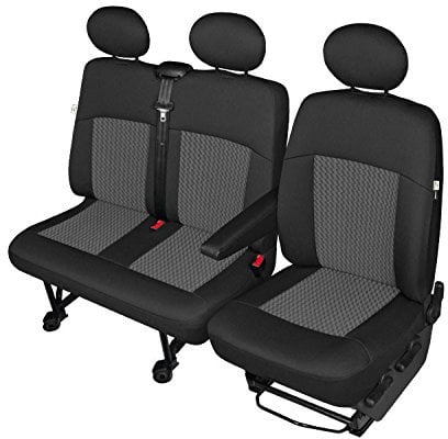 pitshop24de Mercedes Sprinter Sitzbezüge Sitzschoner Fahrersitz + Doppelbank schwarz