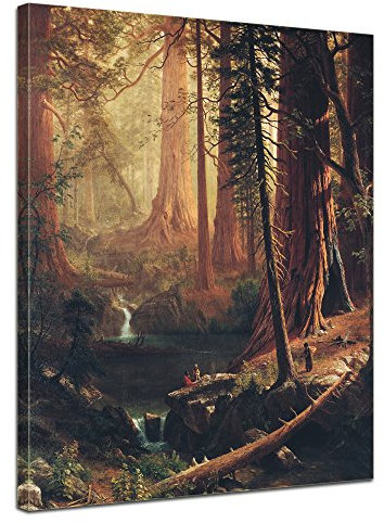 Bilderdepot24 Bild auf Leinwand | Albert Bierstadt - Giant Redwood Trees of California in 60x80 cm als Wandbild | Wand-deko Dekoration Wohnung alte Meister | NEU-180225-60x80-grtoc