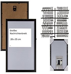 Großes Nachrichtenbrett, mit 145 schwarzen Buchstaben und Zahlen, Retro-Design, Weiß