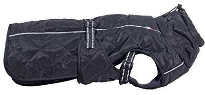 CHIARA Nelson Mantel mit Geschirr CHJ-Y1815BL-L- Wintermantel, Übergangsjacke, Weste (Größe: L, hochqualitativ, Material: 100 % Polyester, elastisch, elegant), Schwarz
