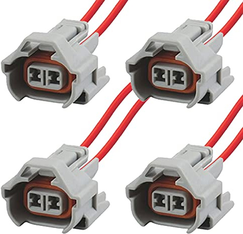 Greenspirits KFZ Ersatz Stecker Einspritzdüse Benziner NIP-DEN (4 x Female) mit Kabel 90980-11153, 0280 157 012, 0280157012, 6189-0060, 06A973722
