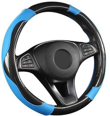 SFONIA Auto Lenkrad Abdeckung Lenkradschutz Lenkradhülle PU Leder Universal 37-38cm/15 Rutschfest Atmungsaktiv Langlebig (Blau)
