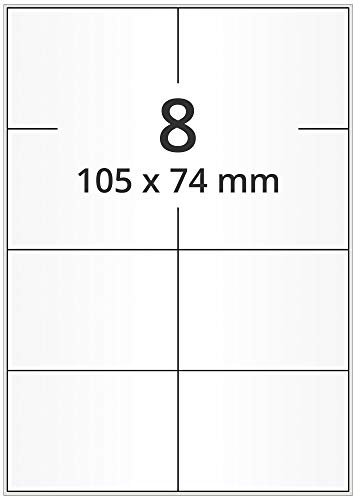 Laseretiketten selbstklebend auf DIN A4 Bogen - 105 x 74 mm - 4.000 Adressetiketten weiß, matt, 500 Blatt Papier Laserdrucker Etiketten