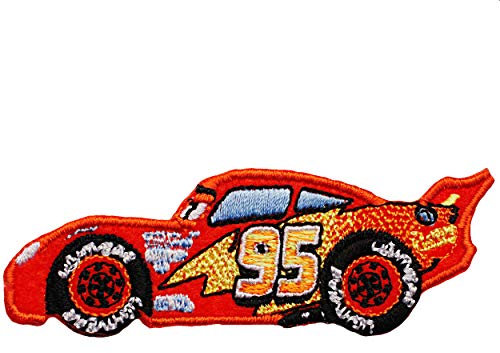 alles-meine.de GmbH Bügelbild - Cars - Auto - Lightning McQueen - 8,1 cm * 3 cm - Aufnäher/Applikation/Aufbügler - gestickter Flicken - Bügelflicken/Hosenflicken - Bügelsti..