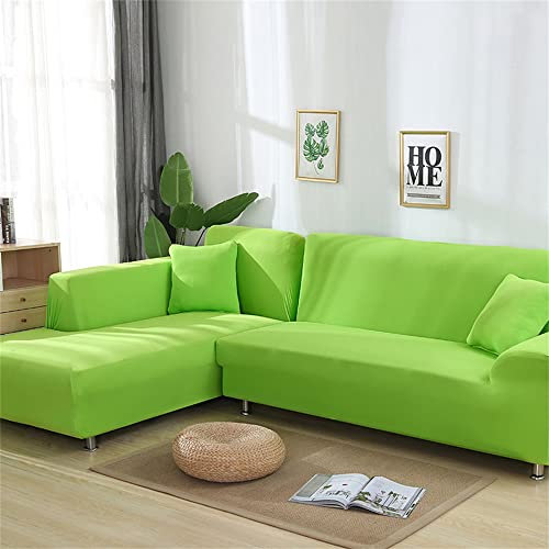 OKJK Ecksofabezug, moderner Wohnzimmermöbelbezug, sofaüberwurf Chaiselongue Sofa überwurf L-förmiger elastischer Stretch Universal (Green,Part B-B 195-230cm)