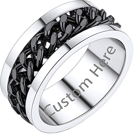 PROSTEEL Biker Drehringe für Männer Frauen 8mm breit schwarz Spinner Kette Ring Hip Hop Rocker personalisiert Band Ring Edelstahl Fingerring Modeschmuck Accessoire, Größe 57