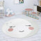 Paco Home Kinderteppich Teppich Rund Kinderzimmer Spielmatte Mond Motiv Creme Weiß, Grösse:150 cm Rund