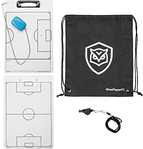 WISEPLAYERFC Taktiktafel Fußball für Fußballtrainer-Taktikboard für Fussball mit Pfeife und Tasche