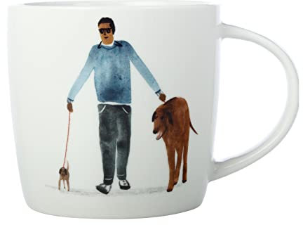 Maxwell & Williams DX1069 Tazza da caffè 400 ml - Serie Best Furry Friends - Porcellana con uomini e cani colorati, confezione regalo