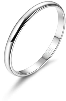 KALVICA 925 Sterling Silber Ringe Trauringe Hochglanzpolierter Ring Silber Knuckle stapelbare Ringe Damen Herren Verlobungsringe Partnerringe Freundschaftsringe 2 mm schmale Ringgrößen 57