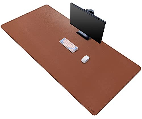 CENNBIE Schreibtischunterlage Leder, 160 x 80cm extra große Tischunterlage, Erweitertes PU Leder Mauspad, wasserdichte Schreibunterlage auf Schreibtischen,Büro und Zuhause Tischunterlage (Braun)