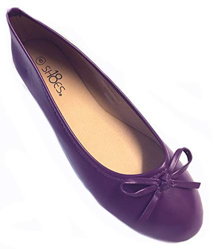 Shoes8teen Womens New Ballerina Ballet Flats Shoes 15 Colors 8500 Eggplant Pruple UK 6.5