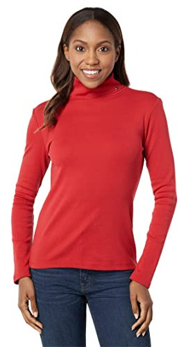 Tommy Hilfiger Women's Long Sleeve Turtleneck Sweater, Chili Pepper, M