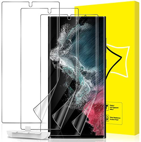 GiiYoon 3 Stück Schutzfolie für Samsung Galaxy S22 Ultra 5G, Weiche TPU-Folie, Vollständige 3D-Gewölbte, Fingerabdruck-ID unterstützen Blasenfreie Klar HD displayfolie